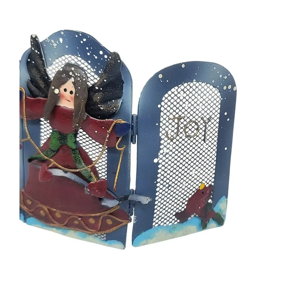 Tabletop Art Folk Metal Christmas Trifold Screen 5